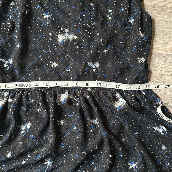 Blue and Black Star Wars Dress with tie fighters and silver belt - Picture 5 of 8